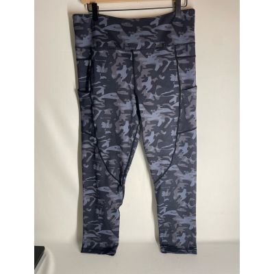 Zyia Gray Black Camo Print Cropped Leggings w Pockets Plus Size XXL Women's